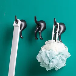 Dog Tail Hooks Hat Coat Key Wall Mounted Hanger Sticker Decoration Creative Tail Kitchen Small Hook Wall Hanging Hole Punching