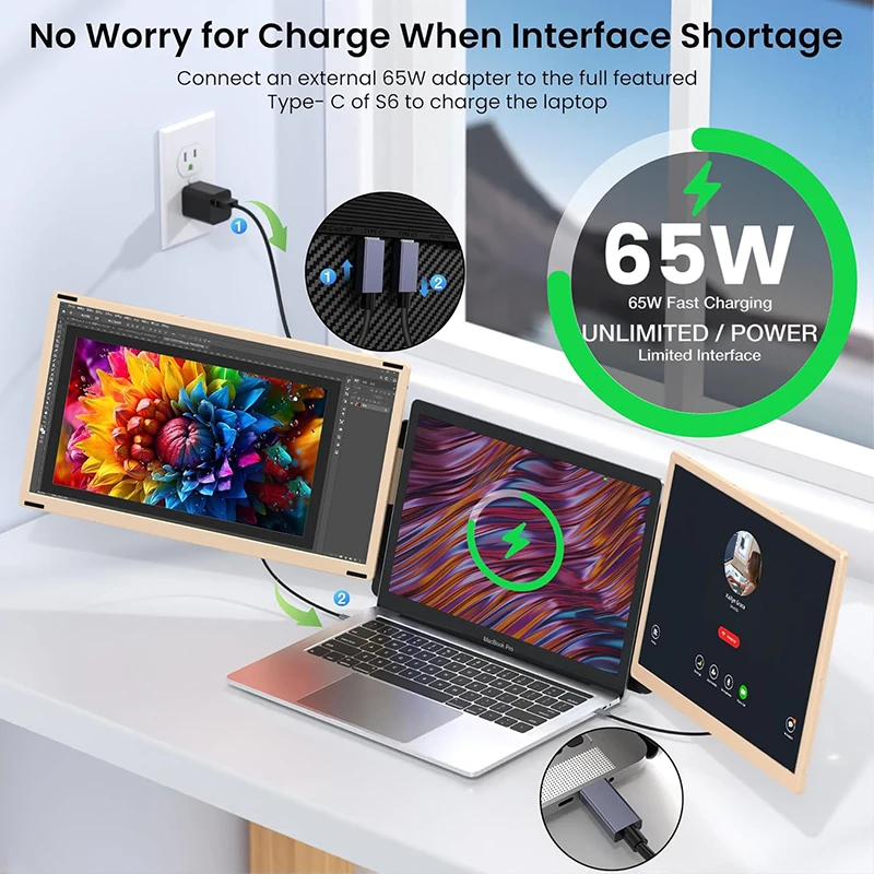 2025 الاتجاه الجديد شاشات LCD مزدوجة الشاشة S6 المحمولة 15.6 بوصة IPS لوحة C 360 ° موسع شاشة الكمبيوتر المحمول القابل للفصل بنفسك #6