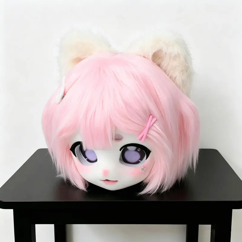 Image of Fursuits-Kopfbedeckung: Kemono-Kopf, Tier-Kigurumi, Furry-Maske, niedliches Halloween-Rollenspiel-Kostüm, Cosplay, Comic-Ausstellungs-Kopfbedeckung
