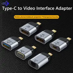 USB C To DP/Mini DP/VGA/RJ45/HDMI-compatible Adapter USB Type C 8K/4K/1080P Video 1000Mbps Lan Ethernet Converter For Macbook