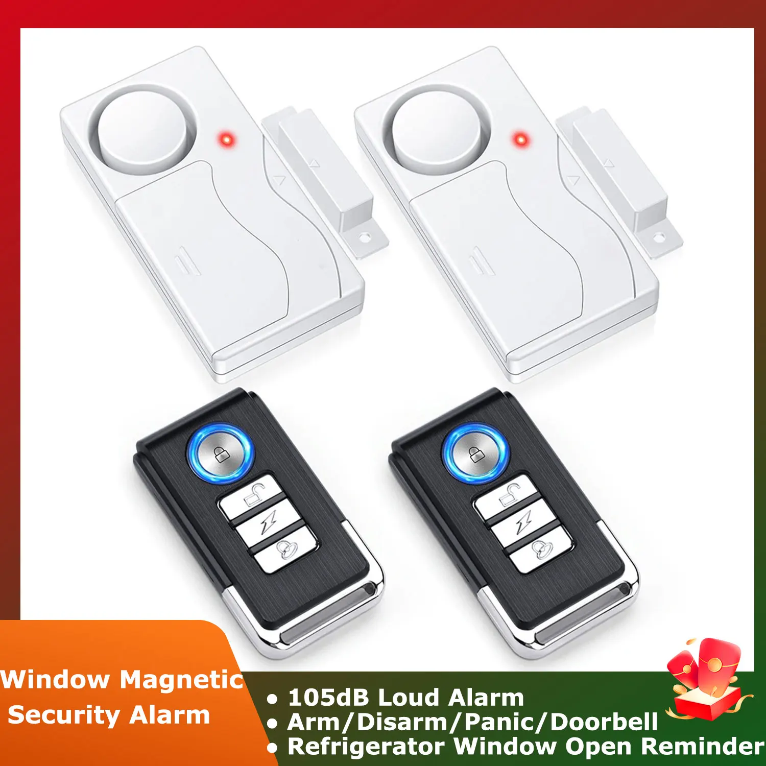

105dB Wireless Door Alarm With Remote Control Anti Lost Refrigerator Window Open Reminder Home Security Alarm System