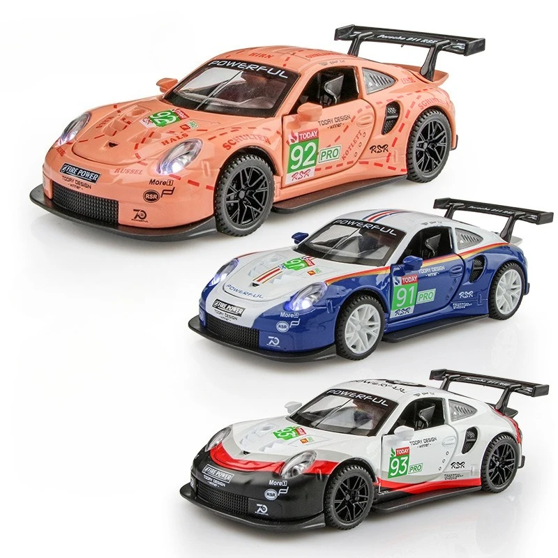 Simulatie 1/32 Schaal 911 RSR Racewagen Model Diecast Le Mans Raceauto Speelgoed voor Kinderen Jongen Verjaardagscadeau Collectie miniatuur