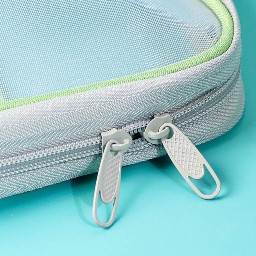 Thickened Test Paper Storage Bag Mesh Three-layer Partition File Folder Bag with Double-sided Labels Morandi Color