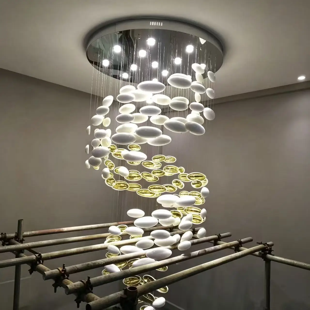 Living Room glass eggshell chandelier hotel lobby villa staircase decorative Art pendant lamp
