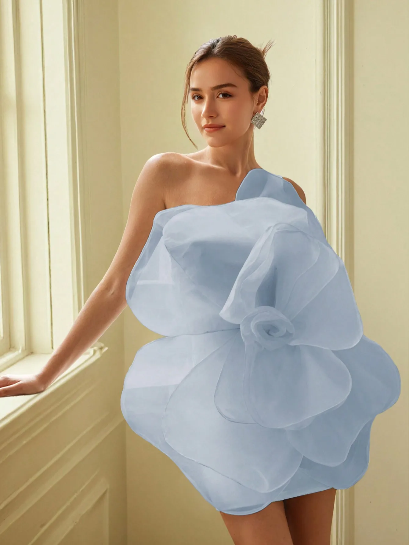 AEL-Mini robe à grande fleur pour femme, mode élégante, batterie sexy, solide, fibre, taille haute