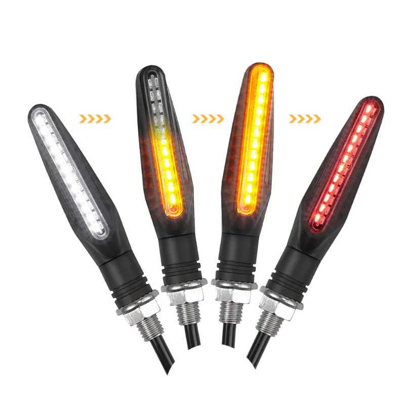 Universal Moto 24LED Sequential Turn Signal Light Dual Color Brake Lamp DRL Daytime Running Light for Motorcycle Modification