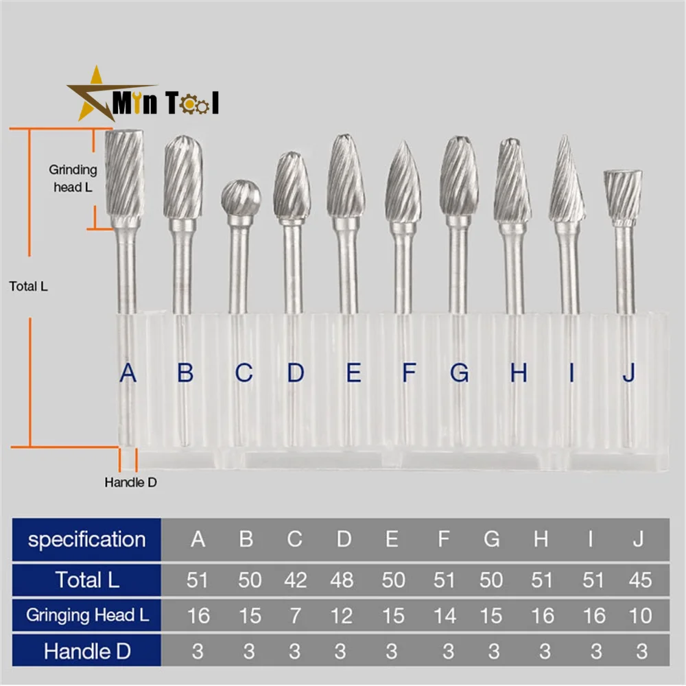 3*6mm Metal Drawing Tungsten Carbide Mill Cutter Rotary Burr CNC Engraving Abrasive Metalworking Strawberry Polishing Hand Tool