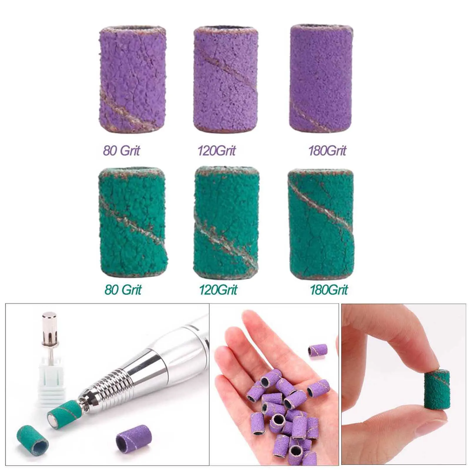 Fasce abrasive da 100 pezzi Cerchio di sabbia professionale per punta da trapano per unghie Lima a grana Set di pezzi di levigatura Strumenti per la cura del manicure