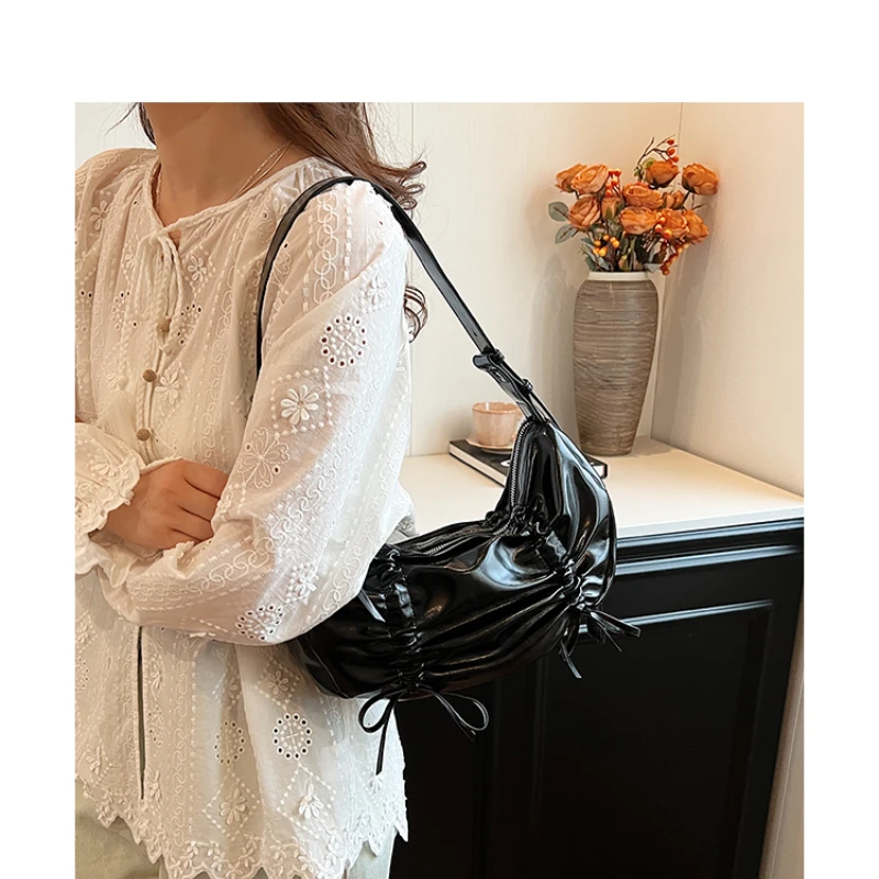 Fashion Interior Compartment Shoulder Bags Solid Pleated High Quality Bags for Women Interior Zipper Pocket Pu Women's Handbags