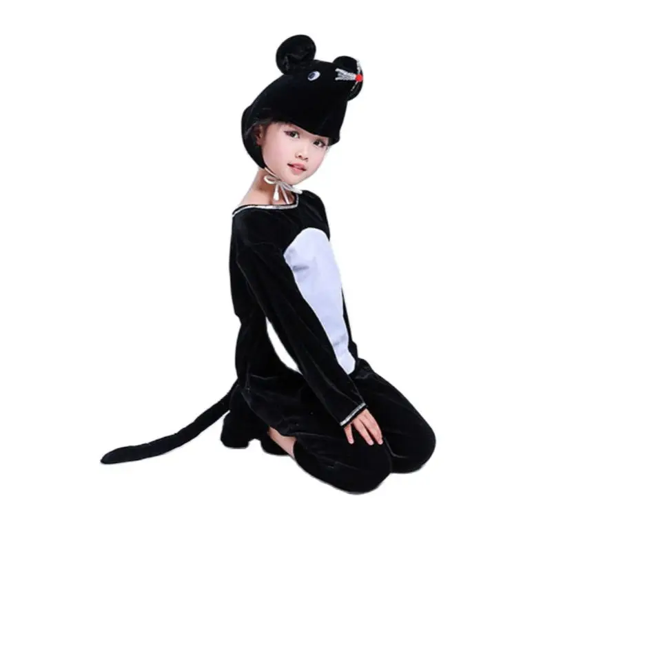 Animal Cat Small Mouse Cosplay Costume Boy Girl Cartoon  costume Gray Short Sleeve Funny Suit Halloween Carnival Jumpsuit Kids