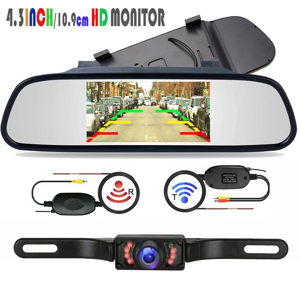 

Wireless Car Rearview Camera With Mirror Monitor For Vehicle Parking Mirror Camera Hd Reverse Camera With 4.3-Inch Screen