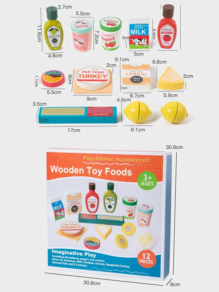 

Kids Pretend Play Simulation Kitchen Food Toys Wooden Food Play Set Imitation Game Houseplay Roleplay Toy for Girls Children