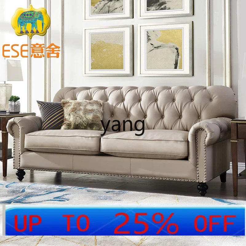 

LHH leather sofa size apartment living room first layer cowhide light luxury simple furniture