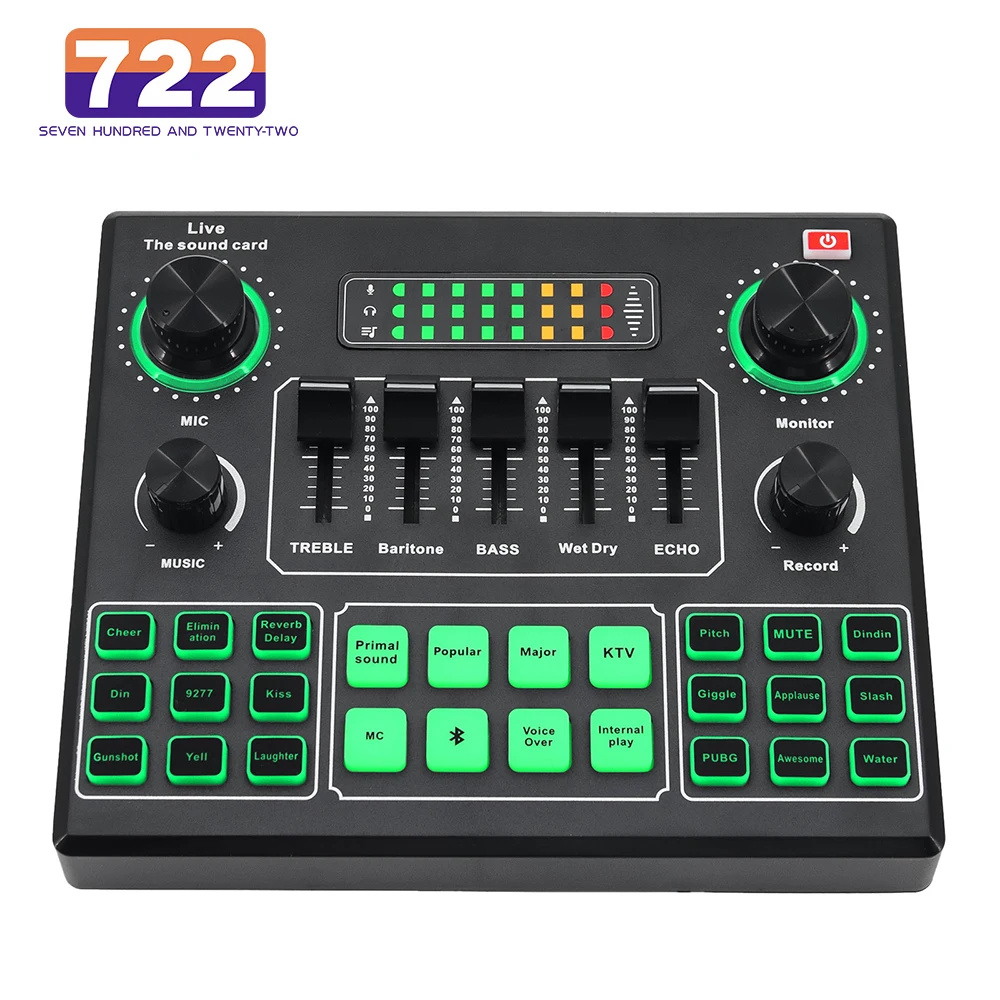 BB V9SJ Live Sound Card Audio Mixer Sound Card Mixing Voice Changer Mixer Personal Entertainment Streamer Broadcast Recording