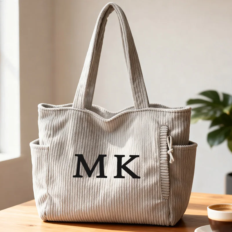 

Повседневная вельветовая сумка на молнии с большим объемом, фиксированным плечевым ремнем, для ежедневных поездок, женская сумка-тоут