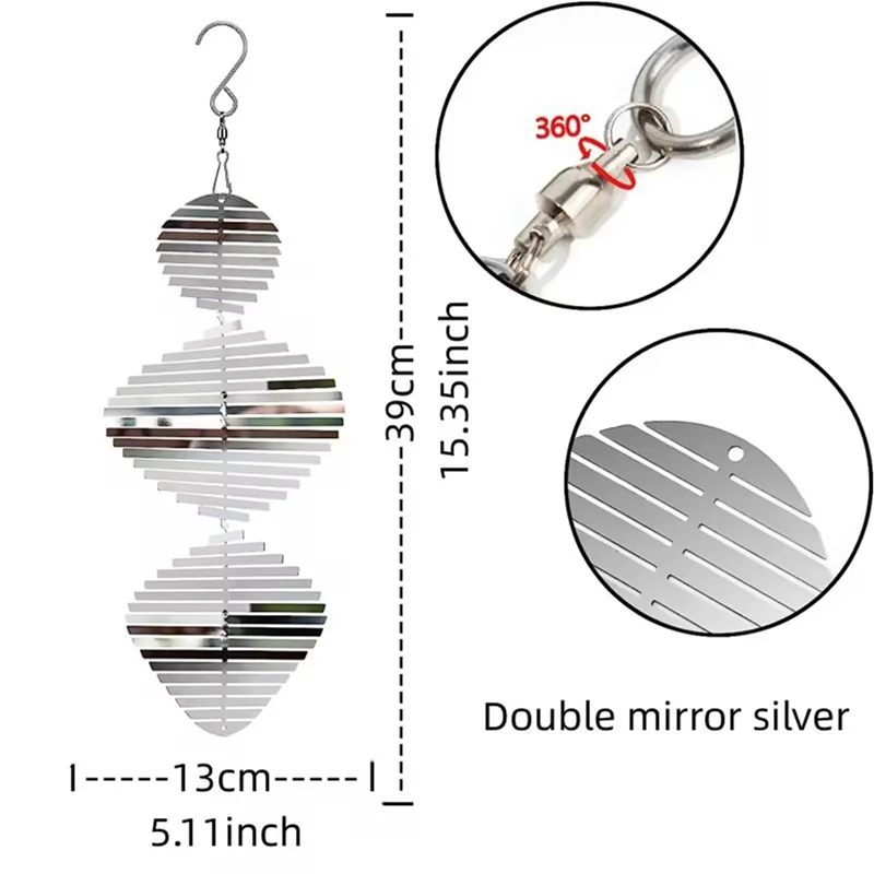 

Ветряные спиннеры HOES-3X, 3D подвесные ветряные скульптуры из нержавеющей стали, декоративные металлические скульптуры, спиральные ветряные скульптуры