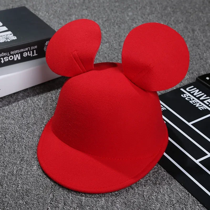 Disney Big Ears Fedoras For Women Fashion Classic Solid Color Cute Mickey Minnie Baseball Cap Girls Cartoon Unisex Headgear Kids