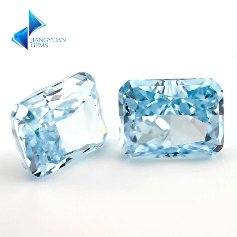 

JIANGYUANGEMS 26#Ice Blue Octangle Radiant Crushed Ice Cut Cubic Zirconia Stone 5A Zircon Loose CZ Synthetic Gems For Jewelry