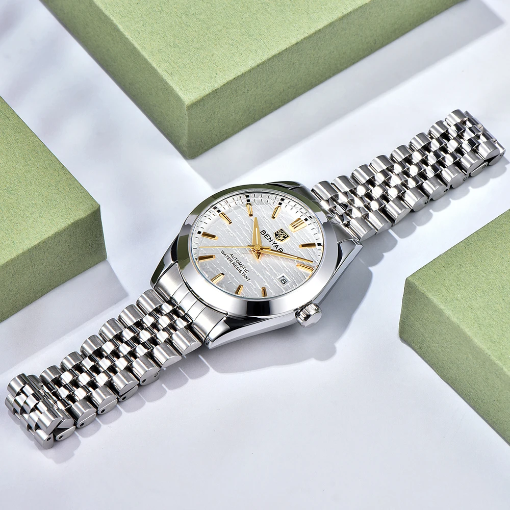 Benyar ساعة رجالية جديدة 40 ملم مينا 50 متر مقاومة للماء ساعة غوص أوتوماتيكية للرجال ساعة عصرية فاخرة من الفولاذ المقاوم للصدأ #2
