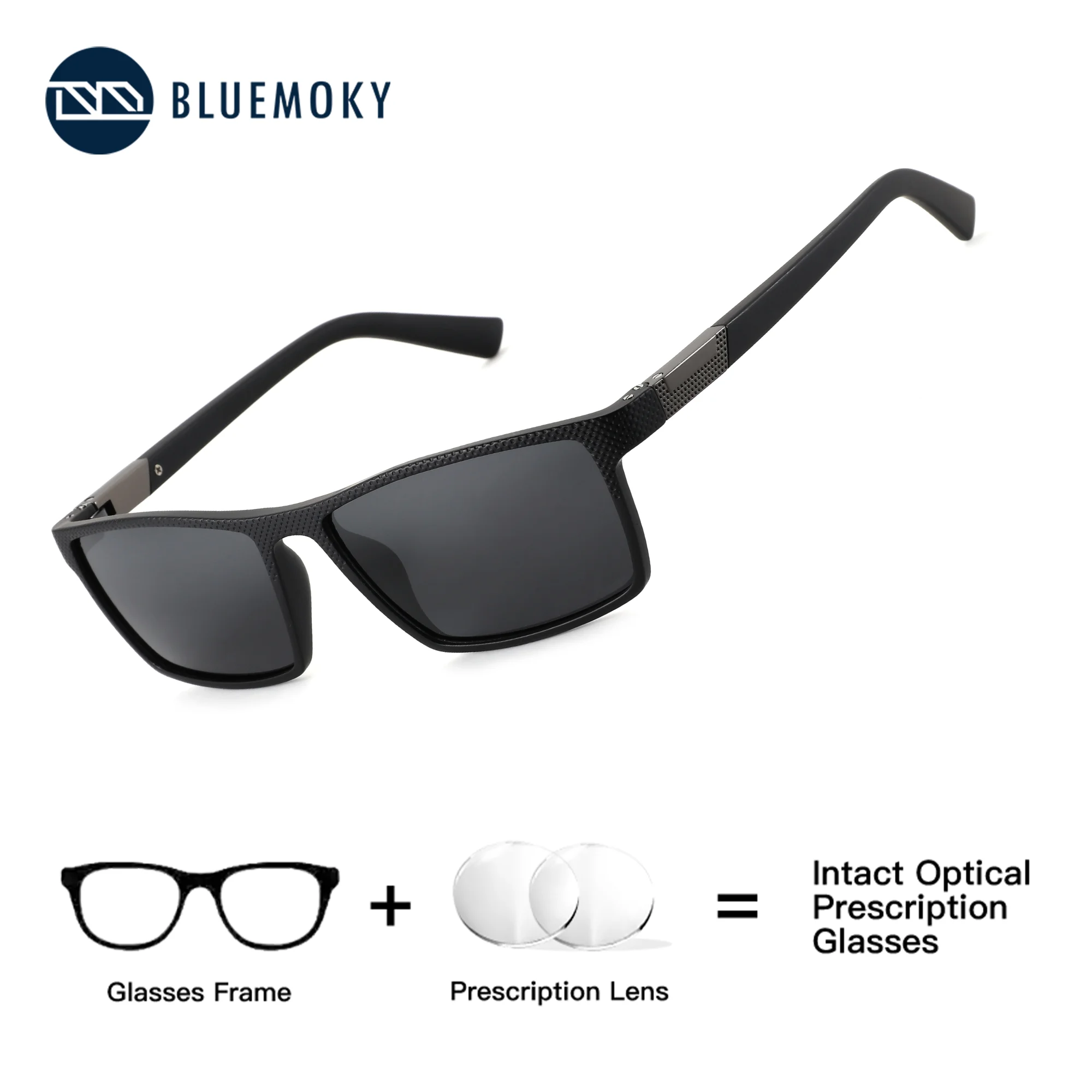 

BLUEMOKY Lightweight TR90 Square Sunglasses Prescription Glasses,2025 Man Custom Photochromic Polarized Progressive Lenses