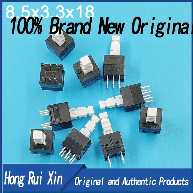 20PCS 8.5x8.5x18mm Push Button Switch with Lock Double-row Square Head 3.3x3.3mm Handle Height 10mm Total Height 18MM