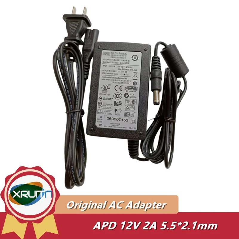 Genuine ASIAN POWER DEVICES, INC. DA-24D12 12V 2A AC Adapter Charger 5.5*2.1mm 24W Power Supply Original