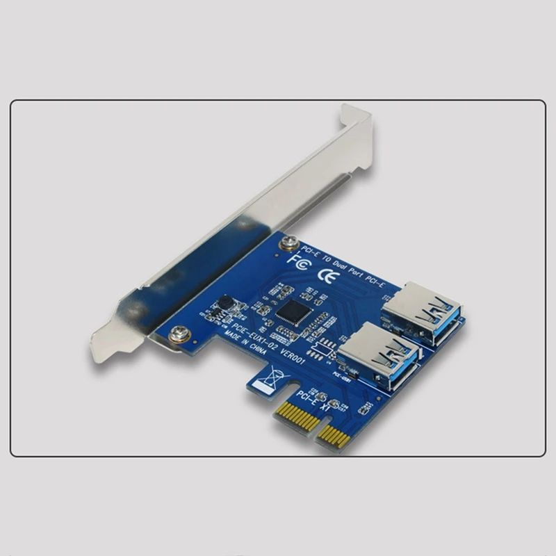 PCI-E 1 To 2 PCI Express 16X Slot External Riser Card Adapter Board Pcie Port Multiplier Card For Bitcoin Mining Machine