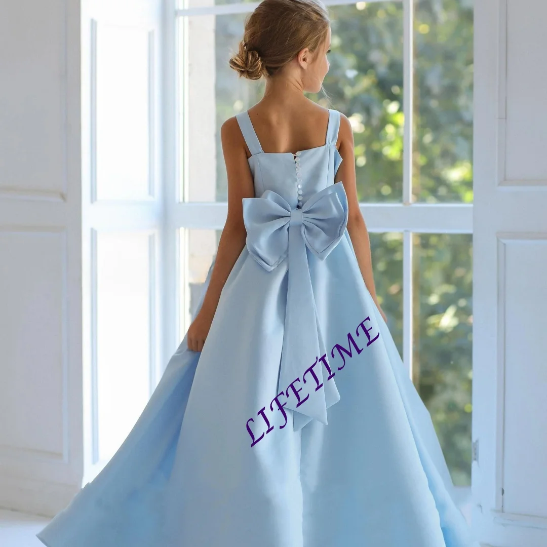 

Платье с цветочным узором для девочек на свадьбу, атласное платье без рукавов с бантом, пышное детское бальное платье принцессы для дня рождения, первого причастия по индивидуальному заказу