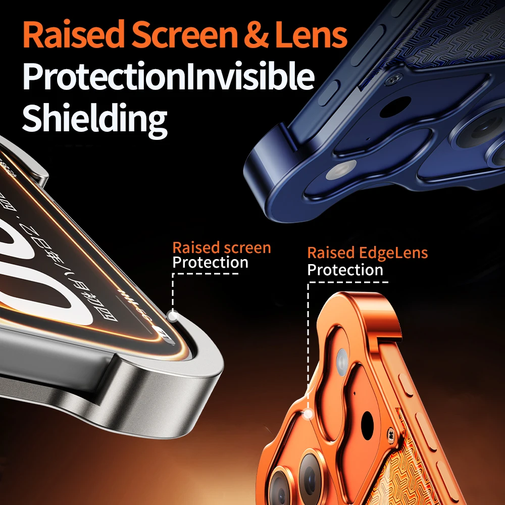 メタルアロイ製 不規則な角 フレームレスケース iPhone 17 Pro Max用 ボーダーレス 磁気 ワイヤレス 光沢のあるプラスチック製背面カバー