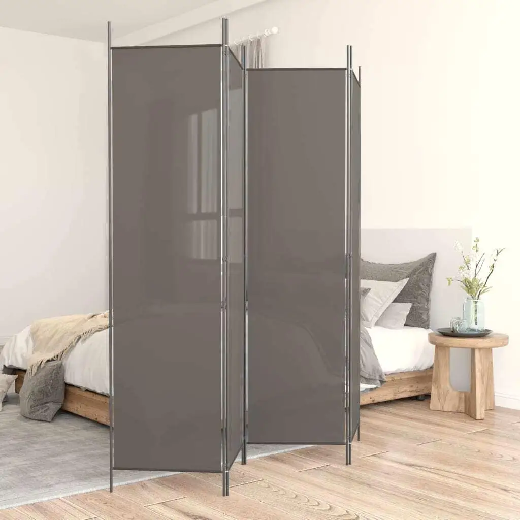 200x200 cm Anthracite Fabric 4-Panel Room Divider - Stylish Home Decoration