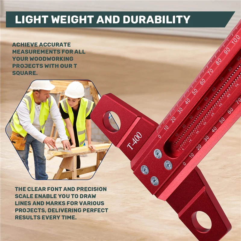 -AA95 Precision Marking T-Rule Carpenter's Drawing Ruler Woodworking Marking Ruler Standard Aluminum Alloy Ruler