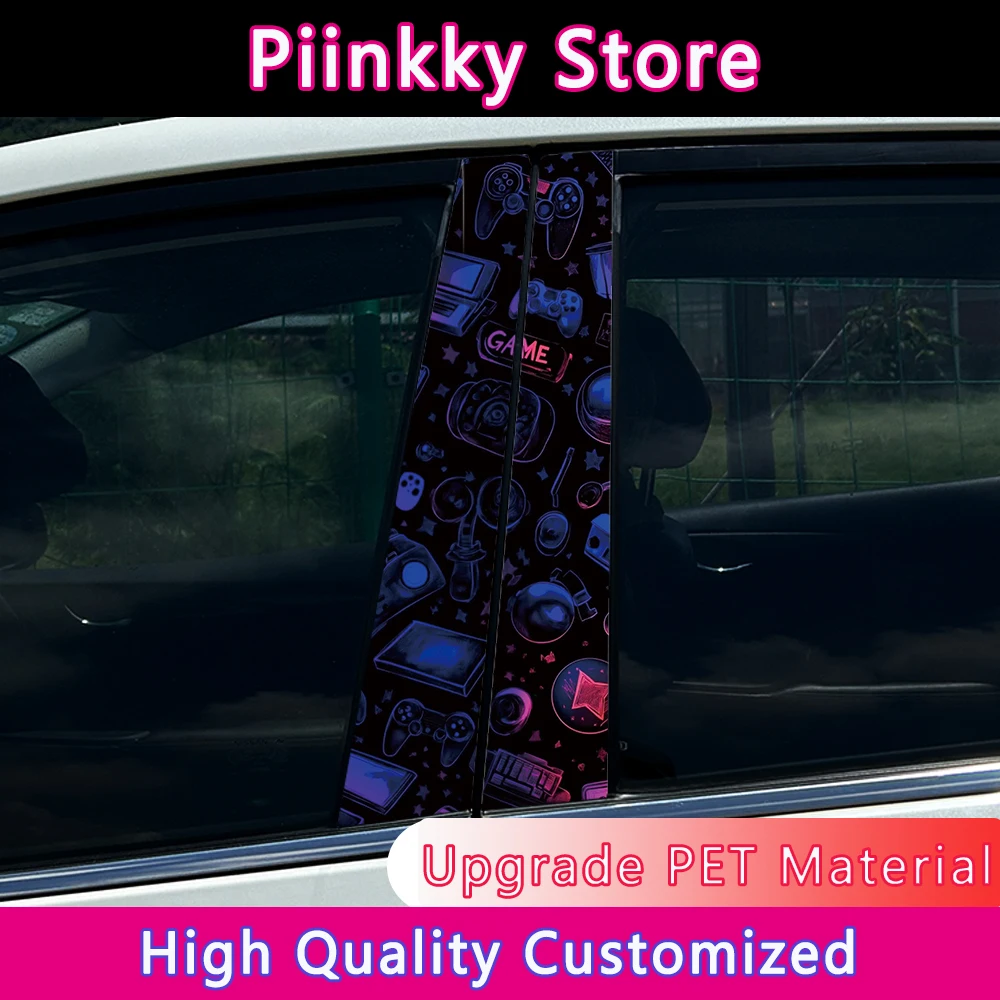 

2pcs Creative Game Purple Wing Car Stickers DIY Car B-pillar Cover Scratches Waterproof Durable Decoration Auto PET Decals