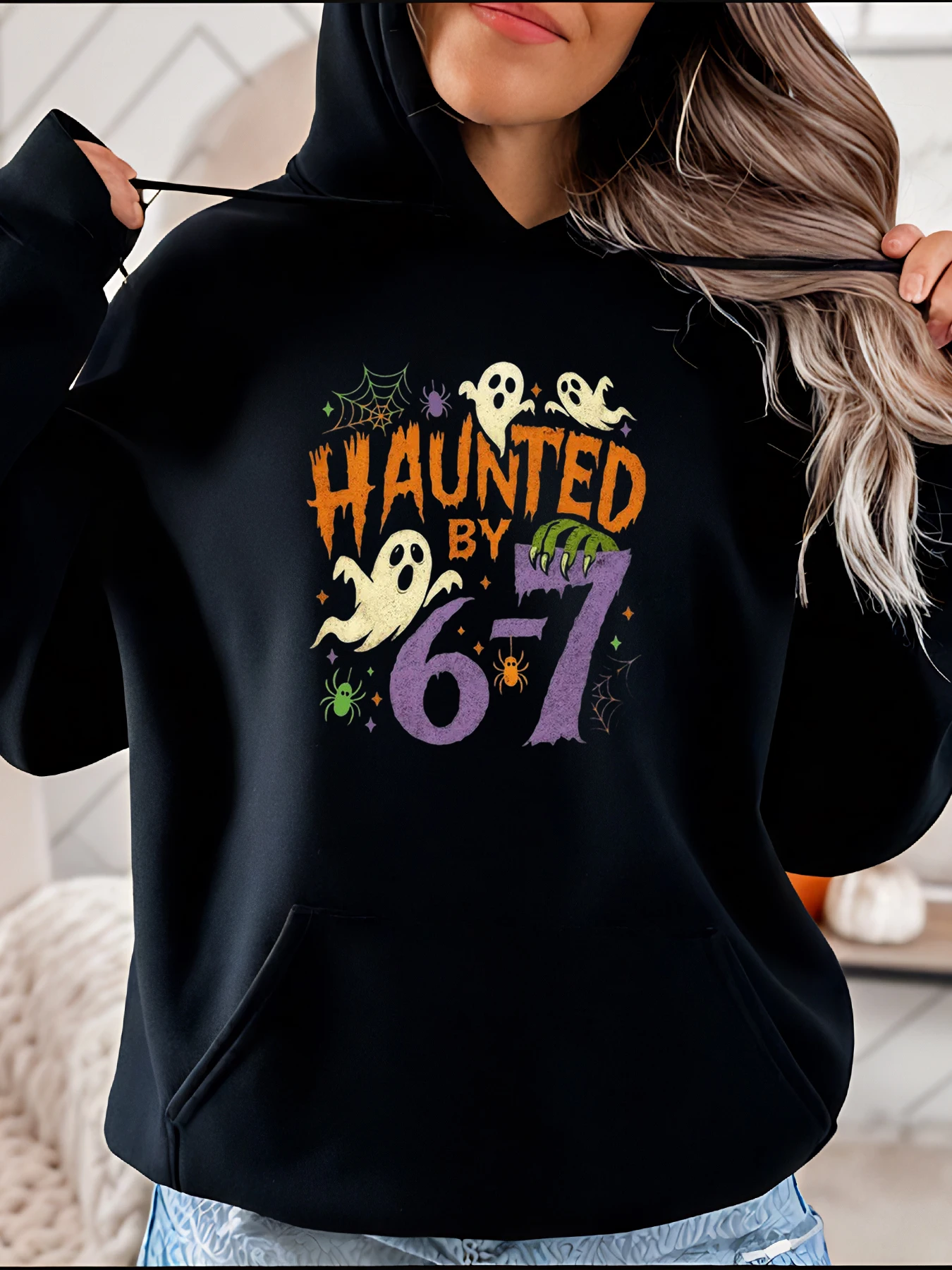 

Толстовка с капюшоном на Хэллоуин с привидениями до 6-7 лет, женская повседневная толстовка с принтом призраков, осенне-зимний костюм, праздничная одежда