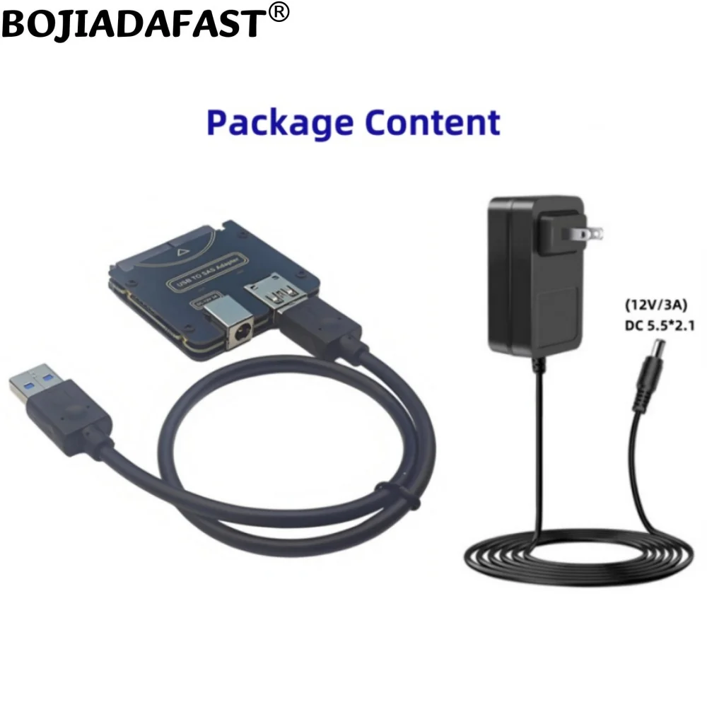 

USB 3.0 Connector to SFF-8482 SAS 29Pin Converter Card With 12V/3A DC Power Supply Adapter For 2.5" 3.5" Hard Disk Drive Raid