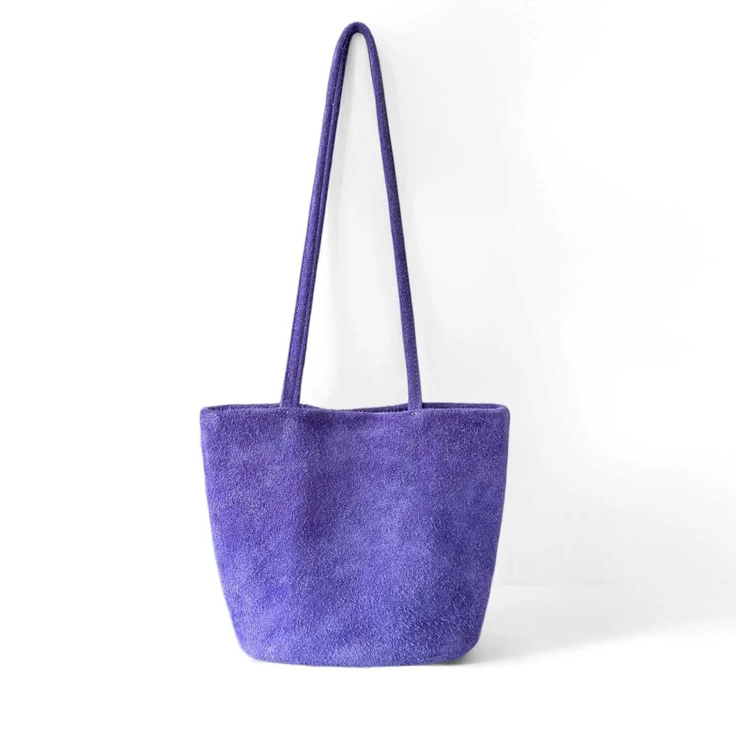 Women Suede Cowhide Large Capacity Tote Bag Vintage Soft Single Shoulder Commuter Handbag With Inner Drawstring Liner