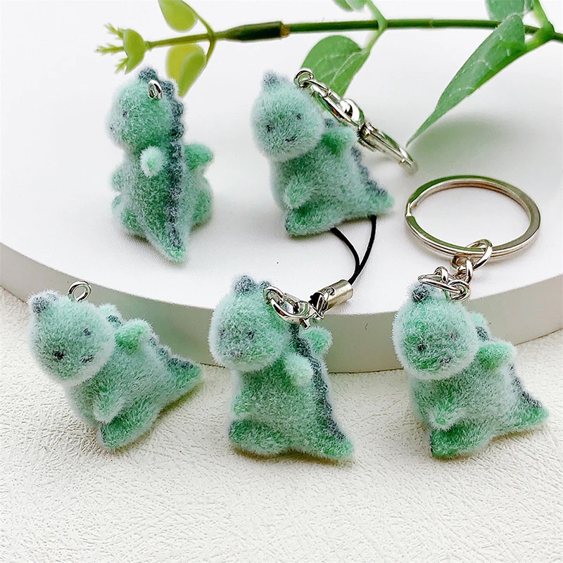 New Resin Stereo Cartoon Cute Green Dinosaur Mobile Phone Lanyard Keychain DIY Jewellery Pendant Accessories