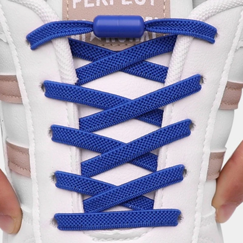 Elastic Stretch No Tie Shoelaces Metal Lock Shoe Laces for Sneakers Casual Shoes Running Shoes