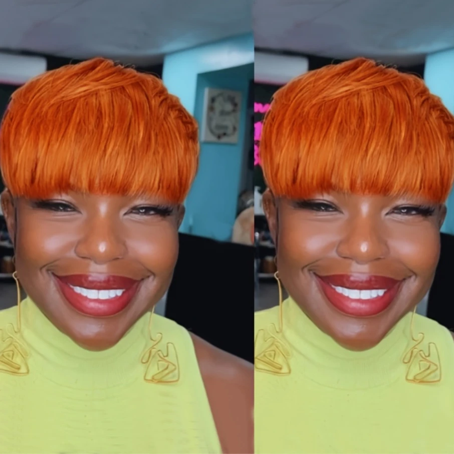 Parrucca per capelli umani diritta con taglio pixie corto Parrucche per capelli umani Remy con frangia Parrucca piena fatta a macchina