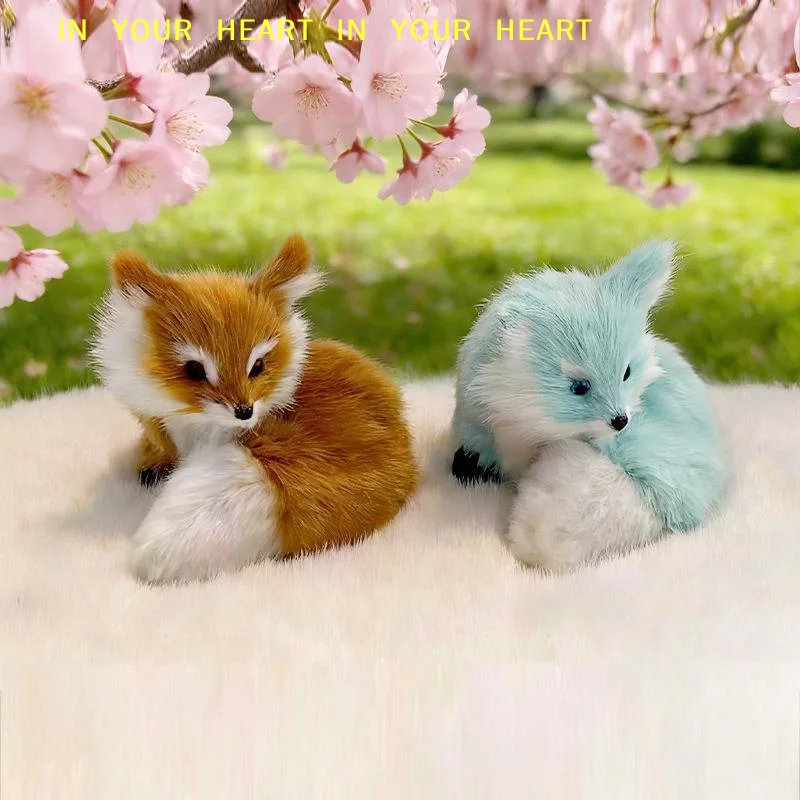 【X】Soft Lifelike Plush Stuffed Fox Doll Cute Colorful Animal Figurine Home Decor Soft Squatting Mini Plush Simulation Fox