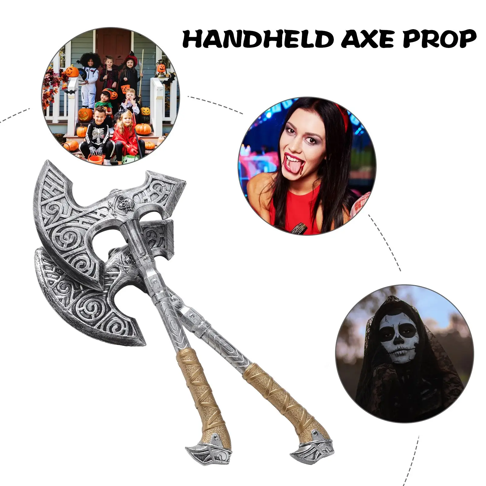 2pcs กระดูกปลาขวานเครื่องประดับ Haunted House Props ทนทานจําลองขวานพลาสติกคอสเพลย์เครื่องแต่งกายขวาน multiuse ตกแต่งฮาโลวีน