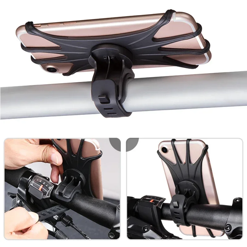 Silicone Universal Bike Handlebar Mobile Phone Holder Mount Bracket Stand for Motorcycle Stroller Accessories