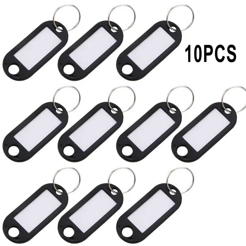 Hochwertig Langlebig 10X Label Keychain Key Rings Colorful Lastic Protective Cover 10pcs 50.0mm X 22.0mm Black