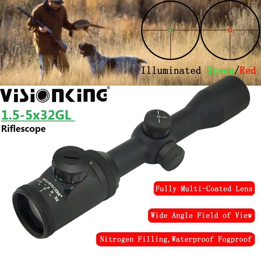 

Visionking Wide Angle 1.5-5x32 Hunting Riflescope Lightweight Mil dot Illuminated Long Range Sniper Tactical SFP HD Optics Sight