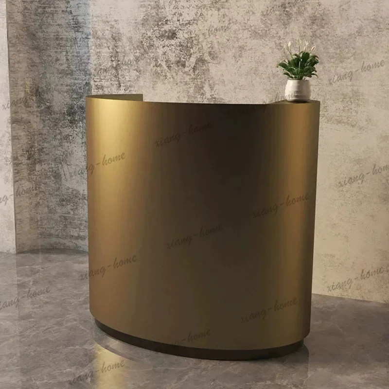 lsSalon Grade Industrial Reception Desk Commercial Rotating Reception Counter Vintage Beauty Banco Reception Front Desk Furnitur