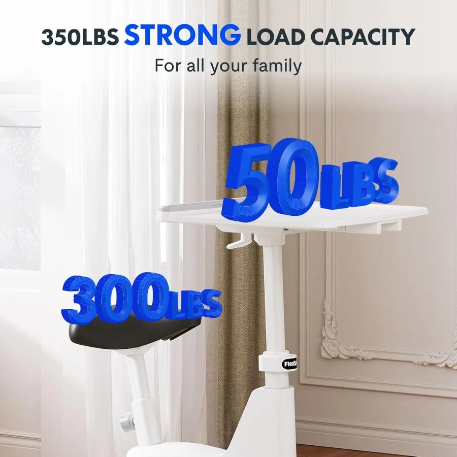 دراجة تمرين تحت المكتب مع سطح مكتب قابل للإزالة للاستخدام المنزلي، تصميم مدمج ثنائي الأبعاد شديد التحمل بسعة 300 رطل، مقاومة 8 مستويات Fl