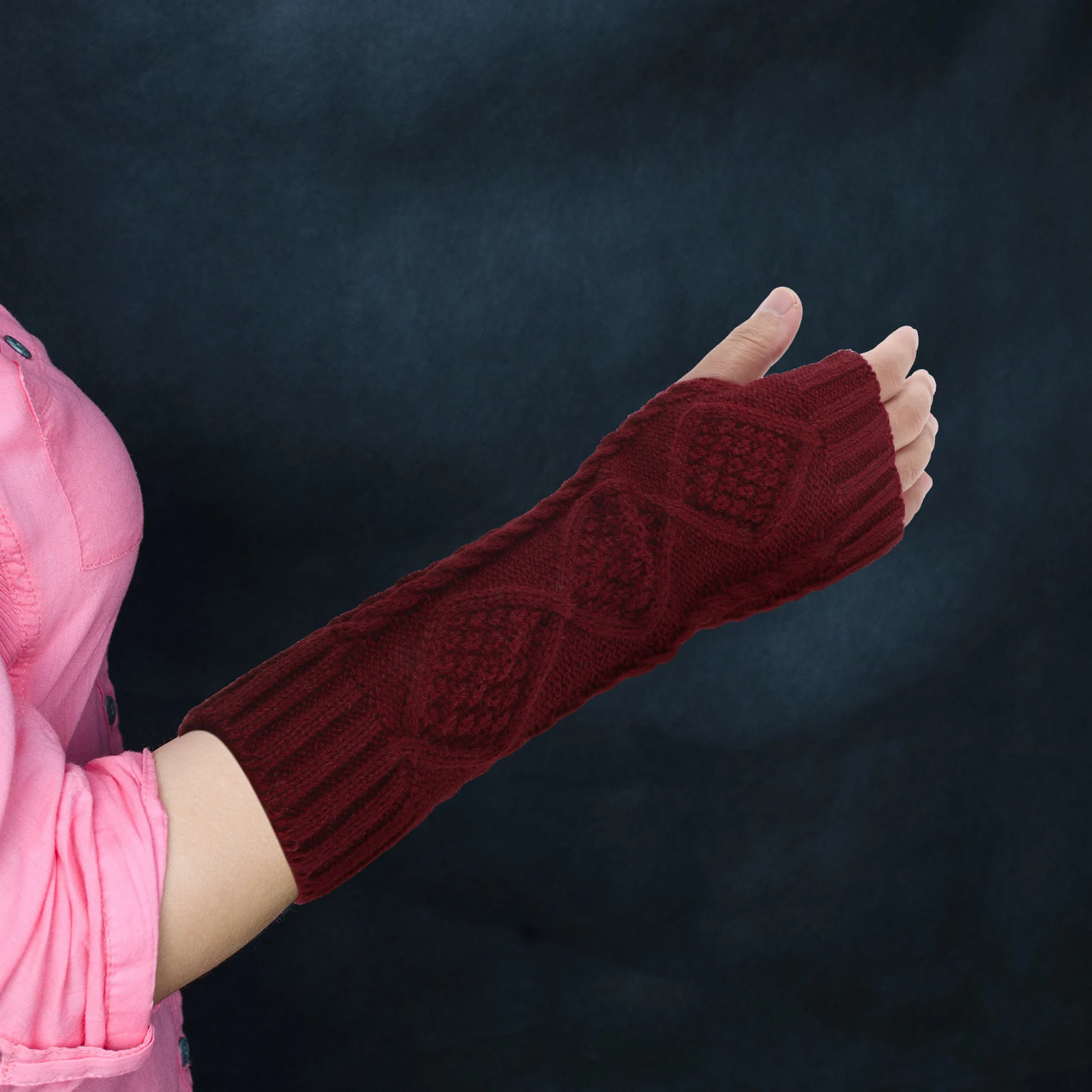 

8Pcs Thermal Arm Warmers Knitted Fingerless Gloves with Thumb Hole for Cold Weather Outdoor Commute Travel Use