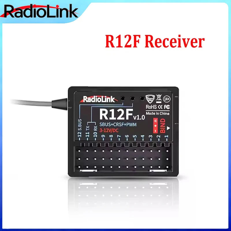 Ricevitore RC Radiolink R12F 12CH 2.4G con Telemetria di Tensione a Lungo Raggio per Auto RC Crawler e Drifting - Ricambi per Modelli Telecomandati