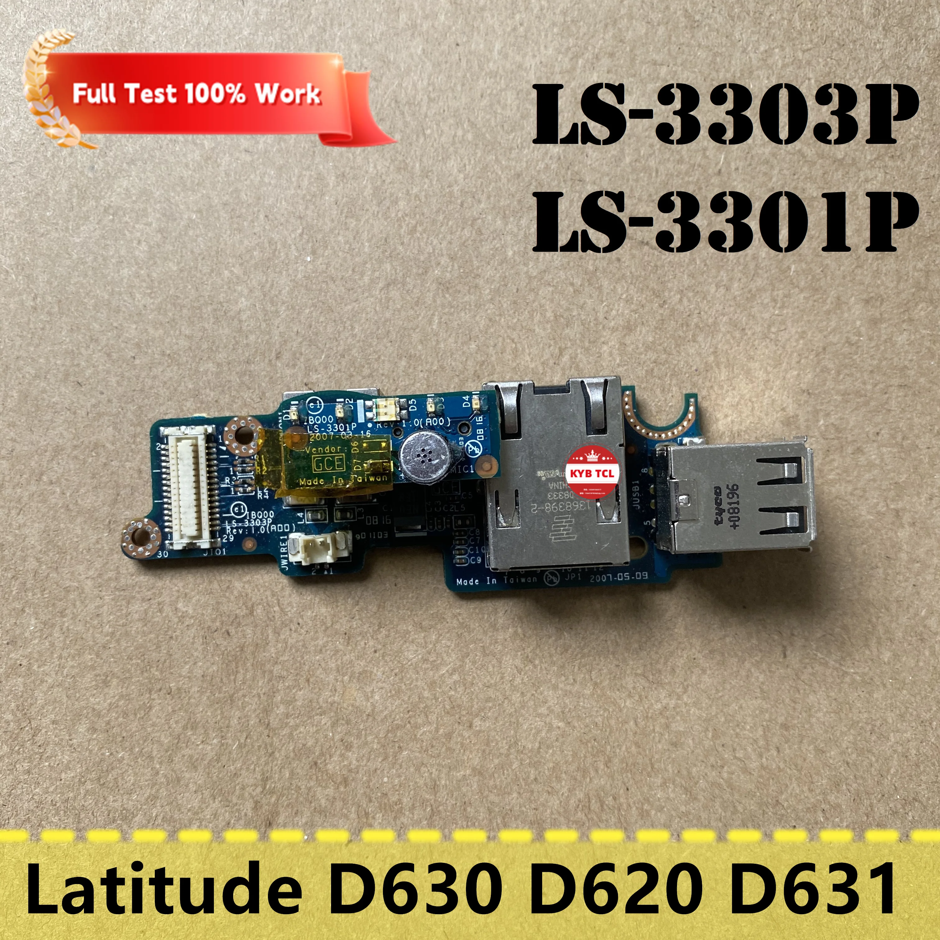 For Dell Latitude D630 D620 D631 Laptop IO Board Dual USB Ethernet Modem D868C LS-3303P LS-3301P Notebook