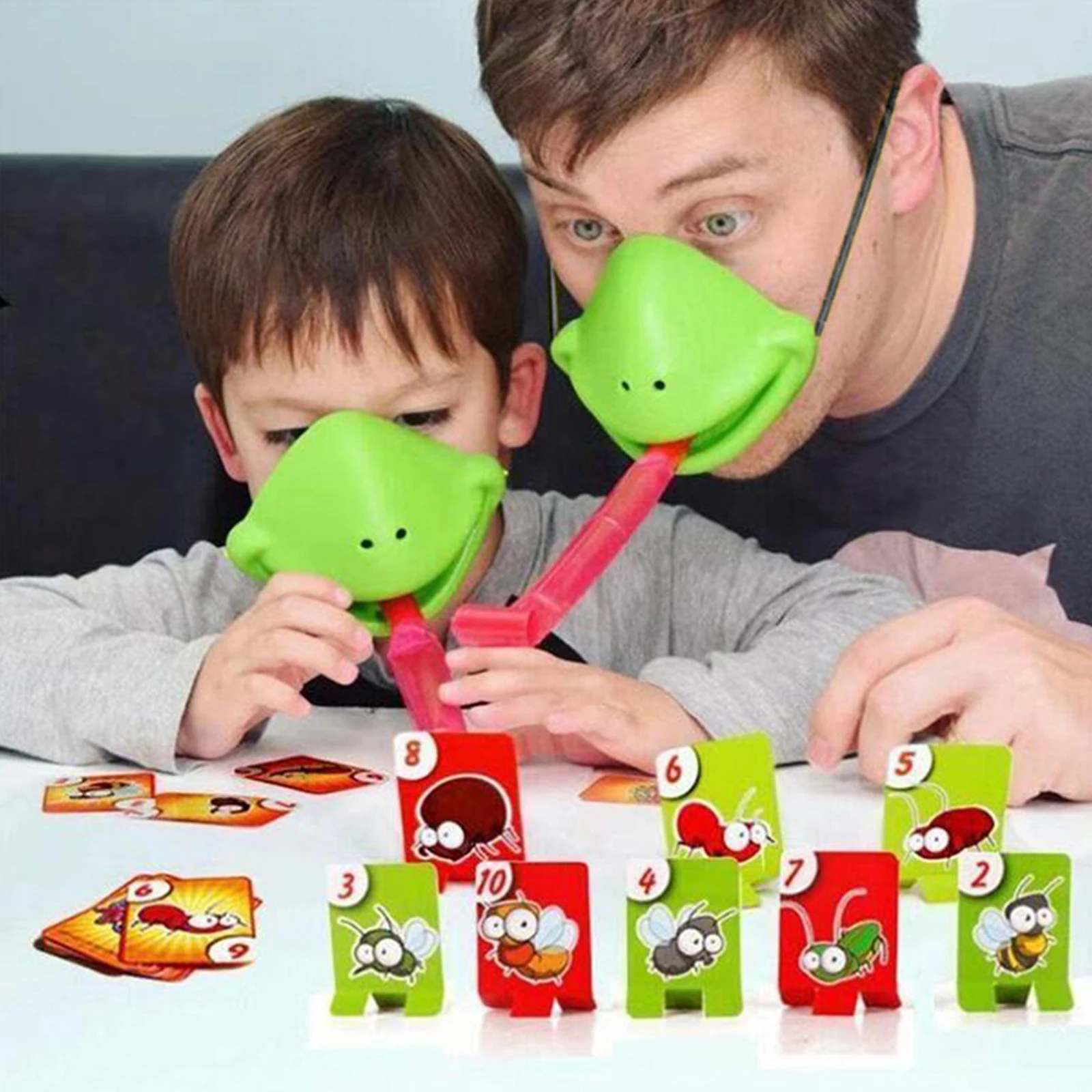 Tongue Games Greedy Chameleon Game Quick Sticking Tongue Out Puzzle Frog Card Interactive Toys For Kids Family friendly Age 4+