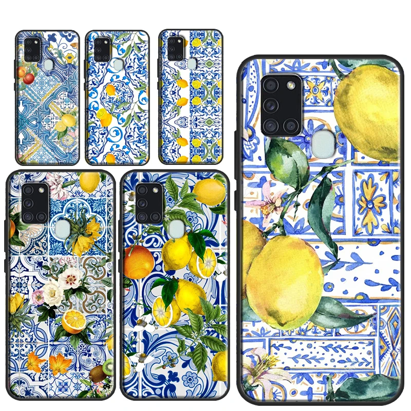 Mediterranean Lemon Case For Samsung Galaxy A54 A34 A14 A51 A71 A50 A52S A12 A22 A32 A52 A53 A33 A13 Cover Coque